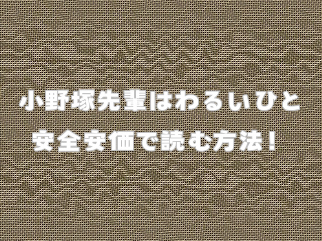 小野塚先輩はわるいひと無料で読める？hitomiで読むのは危険？