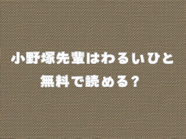 小野塚先輩はわるいひと無料で読める？hitomiで読むのは危険？